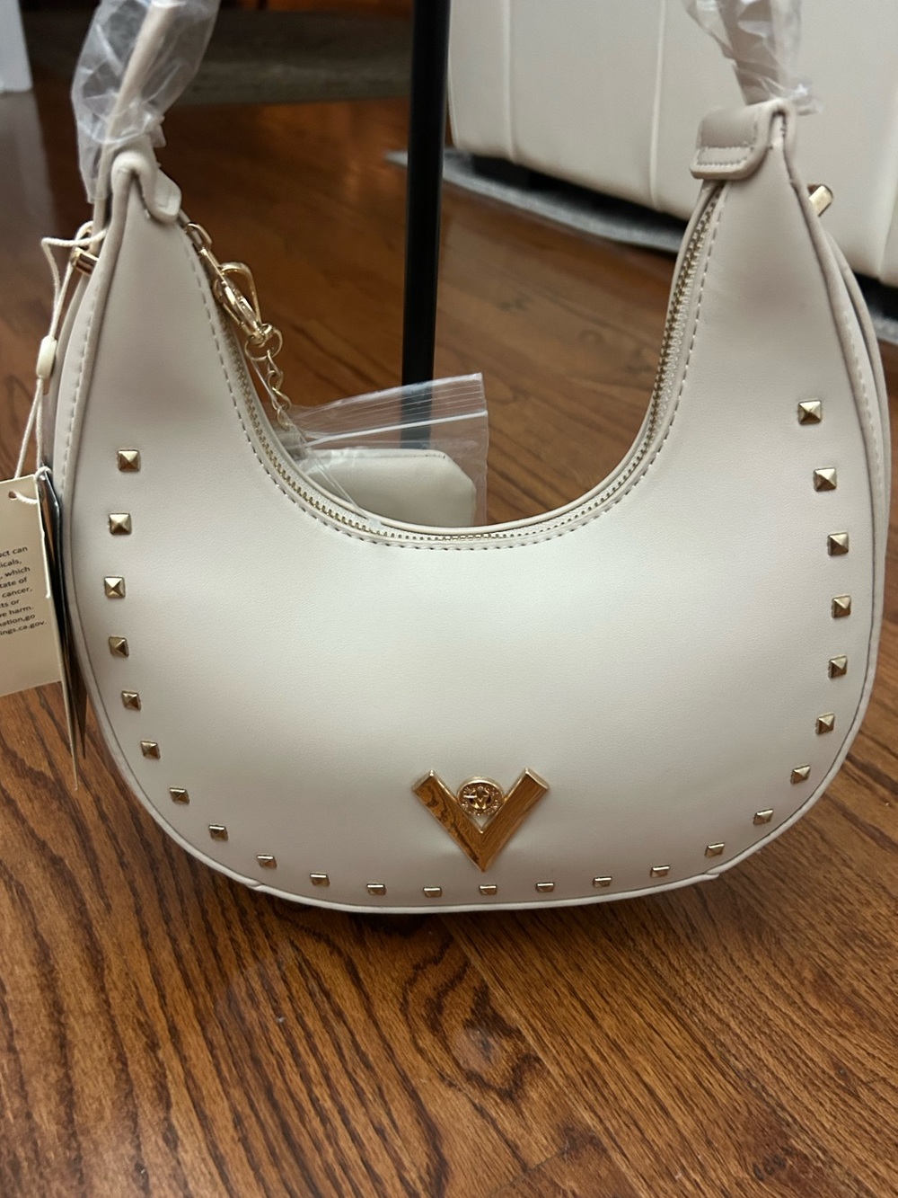 Valentino Orlandi Ivory Studded Hobo Bag with Matching Coin Pouch Bag - Picture 2 of 5